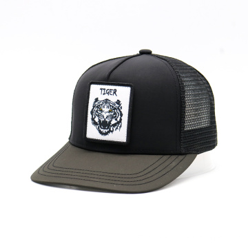 5 Panel Mesh Cap Woven Patch Trucker Hat